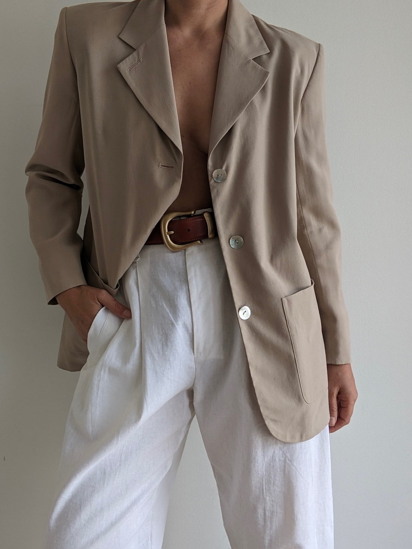 Vintage Biscotti Silk Blazer