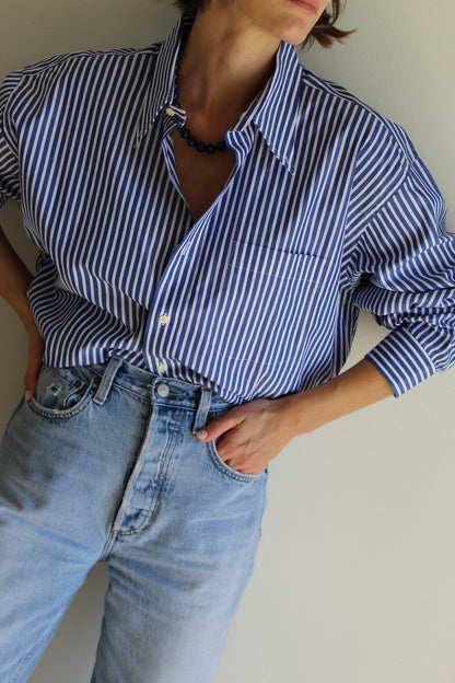 Vintage Bold Ocean Striped Button Down