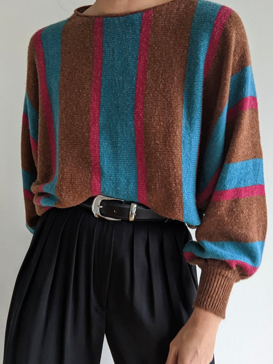 Vintage Striped Dolman Sleeve Sweater