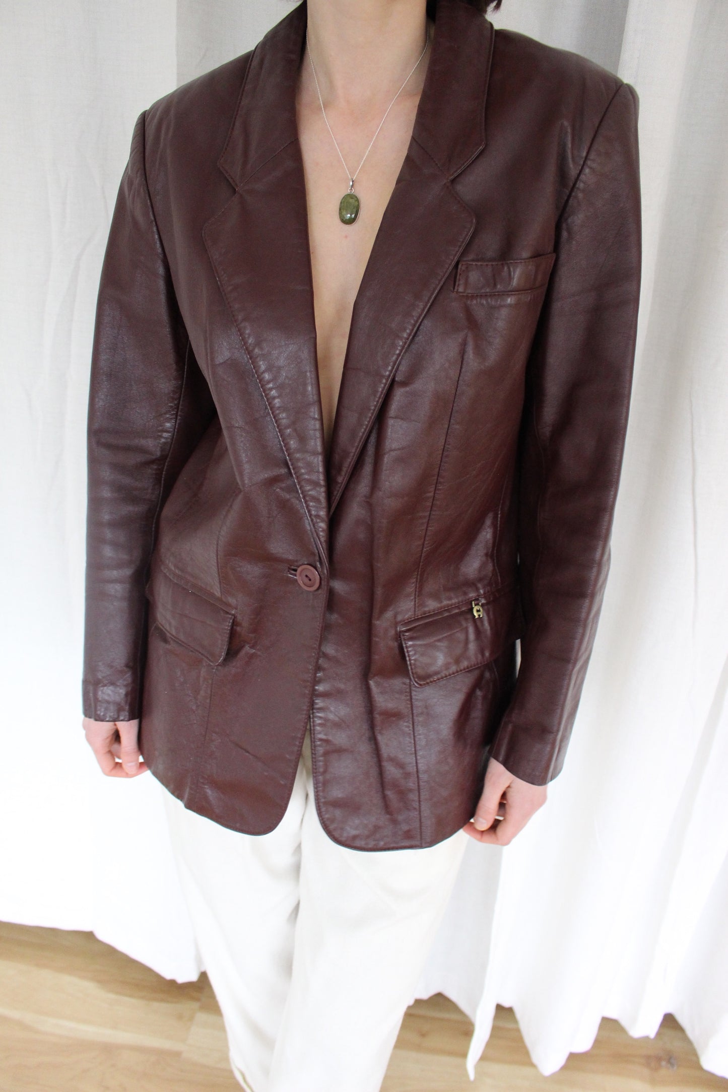 Vintage Etienne Aigner Merlot Leather Blazer