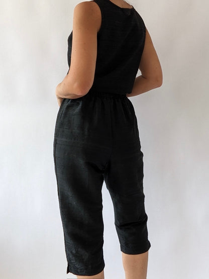 Rare Vintage Caviar Woven Silk Capri & Top Set