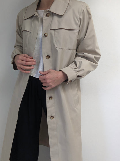 Vintage Belted Khaki Trench Coat