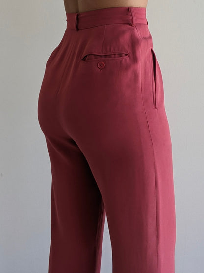 Vintage Calvin Klein Strawberry Silk Trousers