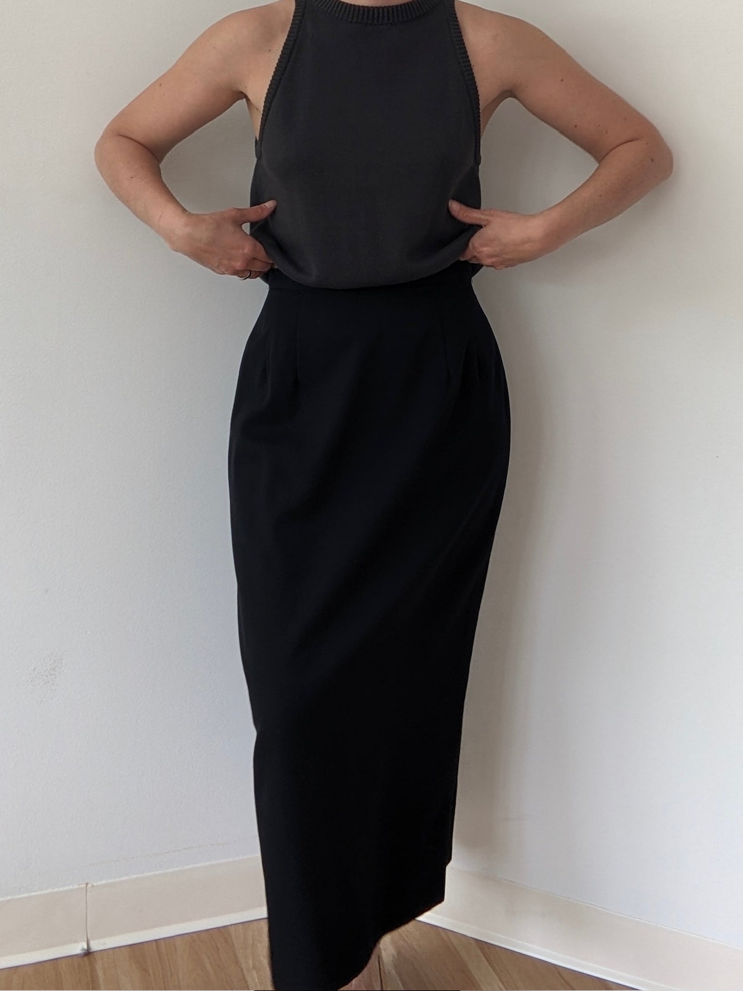 Vintage Onyx Lightweight Wool Twill Skirt