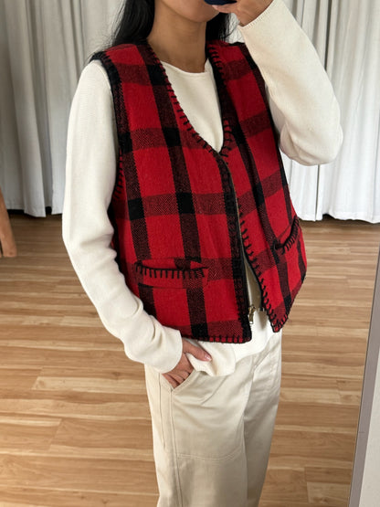 Vintage Reversible Checkered Wool Vest