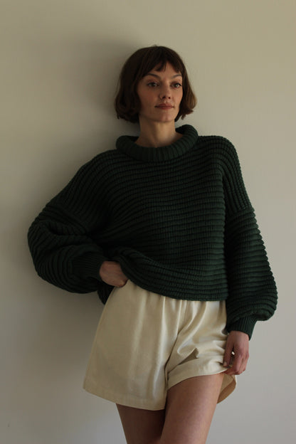 Romy Pima Cotton Balloon Sleeve Sweater