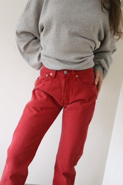 Vintage Levi's 501 Faded Red Denim
