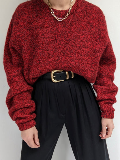 Vintage Speckled Crimson Wool Sweater
