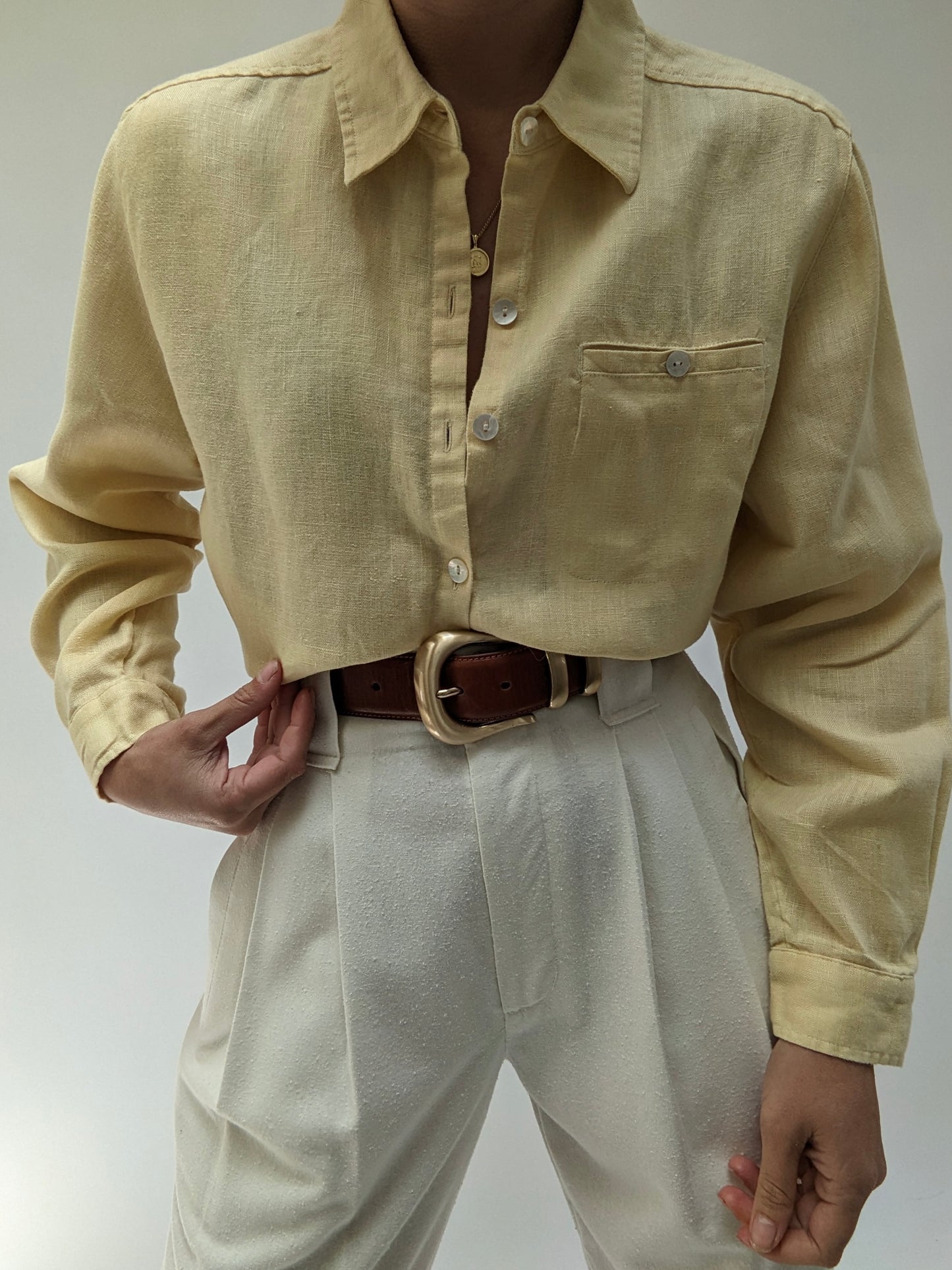 Vintage Butter Linen Blouse