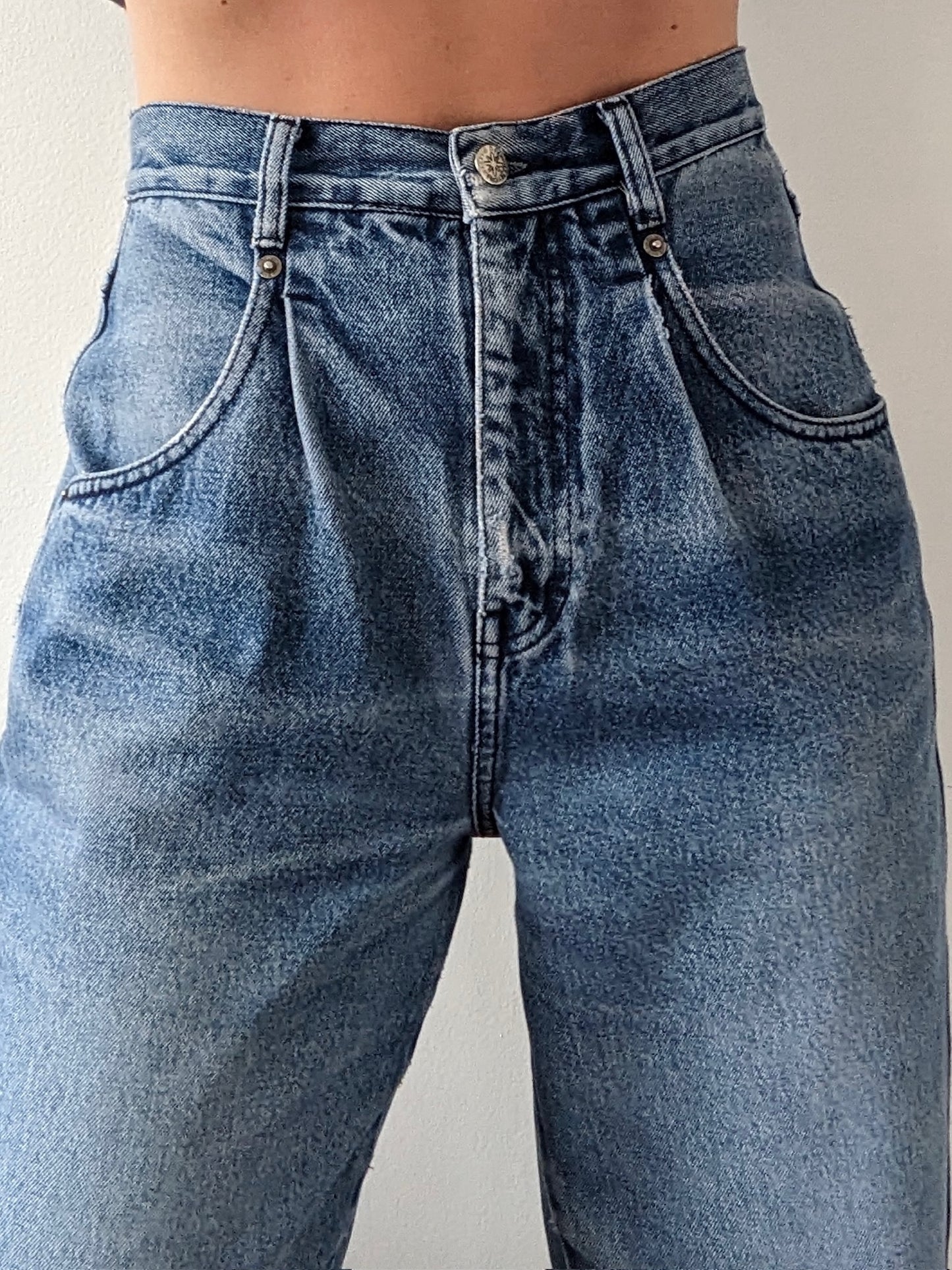 Vintage Faded Pleated Denim