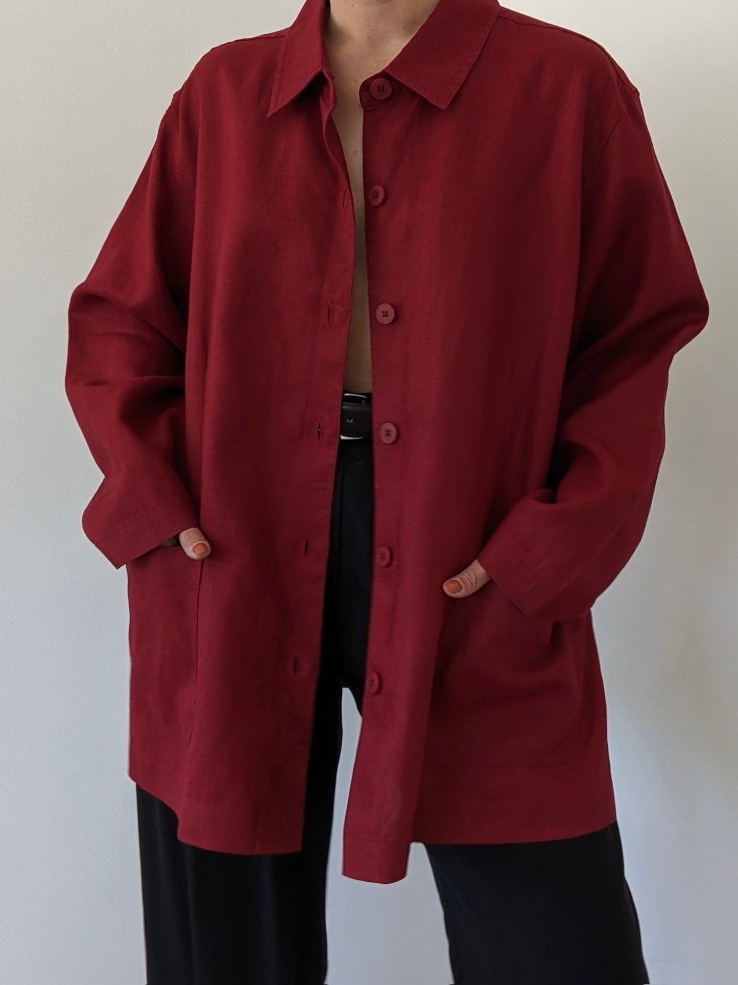 Vintage Wine Linen Chore Jacket