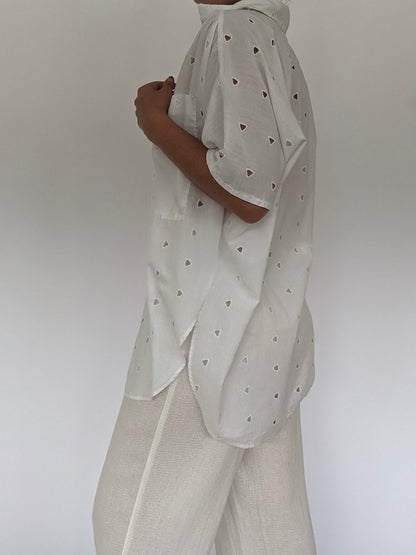 Vintage Lightweight Eyelet Button Up