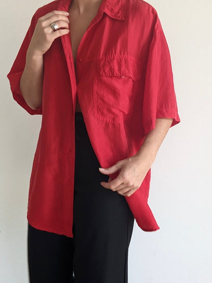 Vintage Crimson Silk Shirt