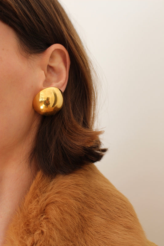 Statement Vintage Gold Dome Earrings
