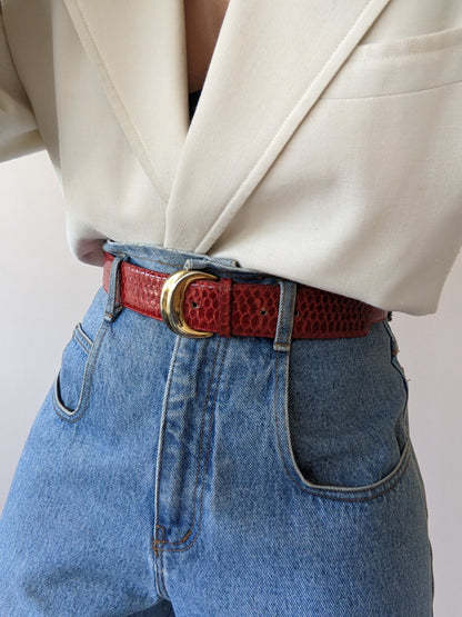 Vintage Chili Snakeskin Leather Belt
