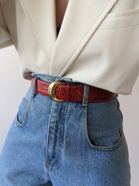 Vintage Chili Snakeskin Leather Belt