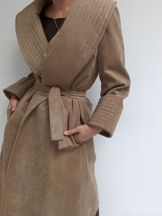 Vintage Vegan Suede Robe Coat