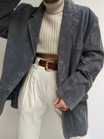 Vintage Stone Blue Suede Jacket