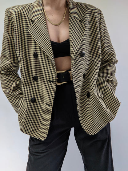 Vintage Woven Houndstooth Blazer