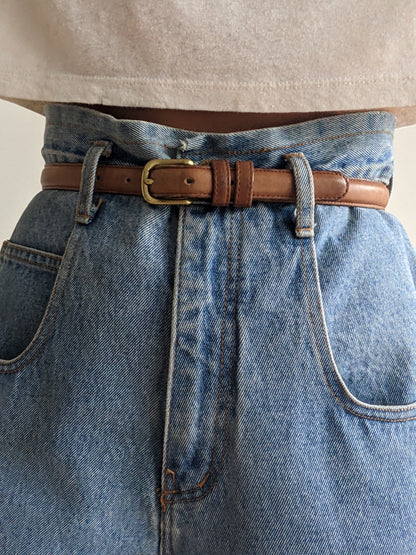 90s Coach Mocha Leather & Brass Belt