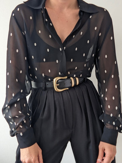 Vintage Sheer Polka Dot Silk Blouse