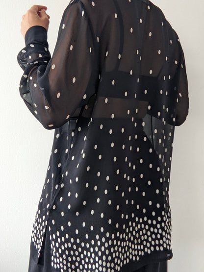 Vintage Sheer Polka Dot Silk Blouse
