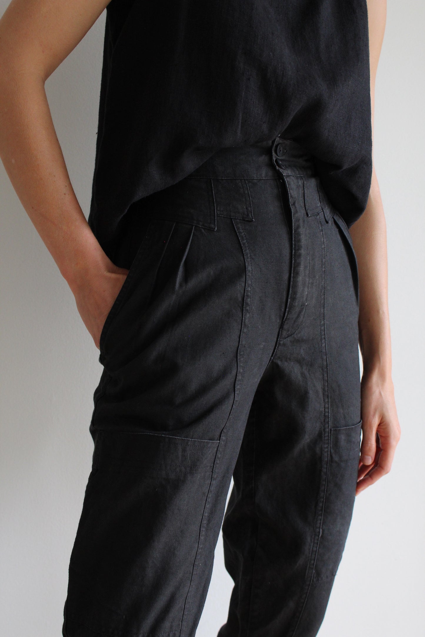 Vintage Charcoal Pleated Cargo Pants