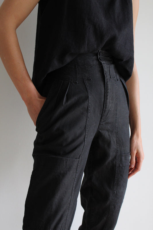 Vintage Charcoal Pleated Cargo Pants