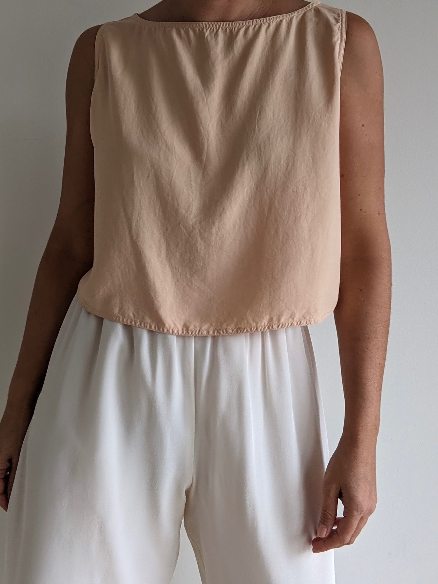 90s Cropped Peach Silk Top