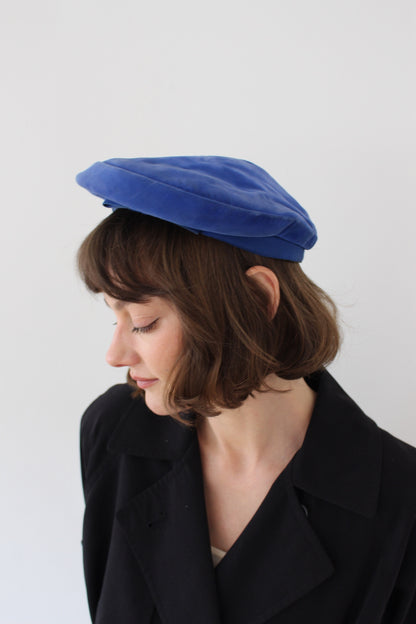 Gorgeous Vintage Royal Blue Velvet Beret