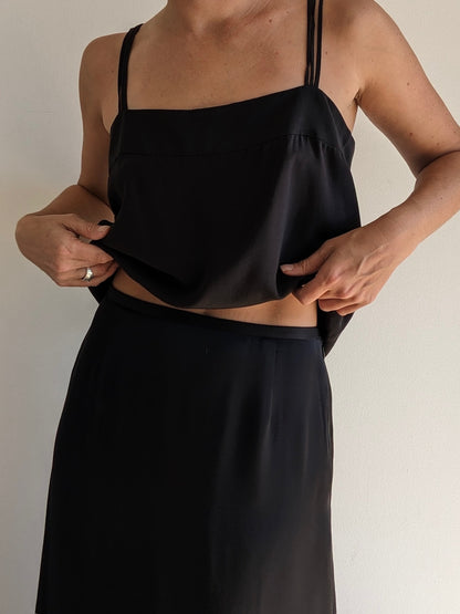Vintage Ink Black Silk Slip Top