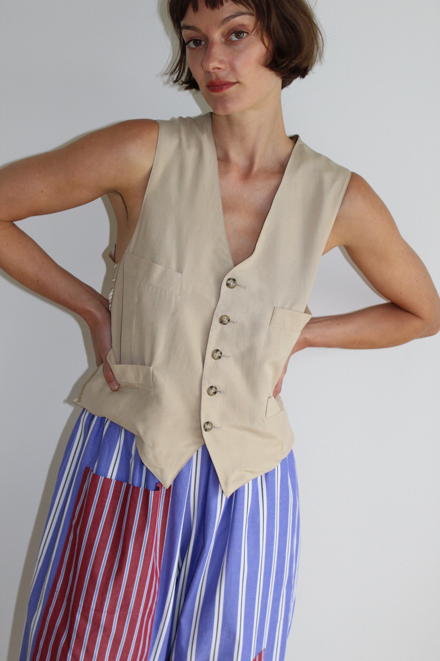 90s Vintage Sand Silk Vest