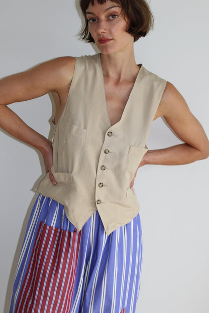 90s Vintage Sand Silk Vest