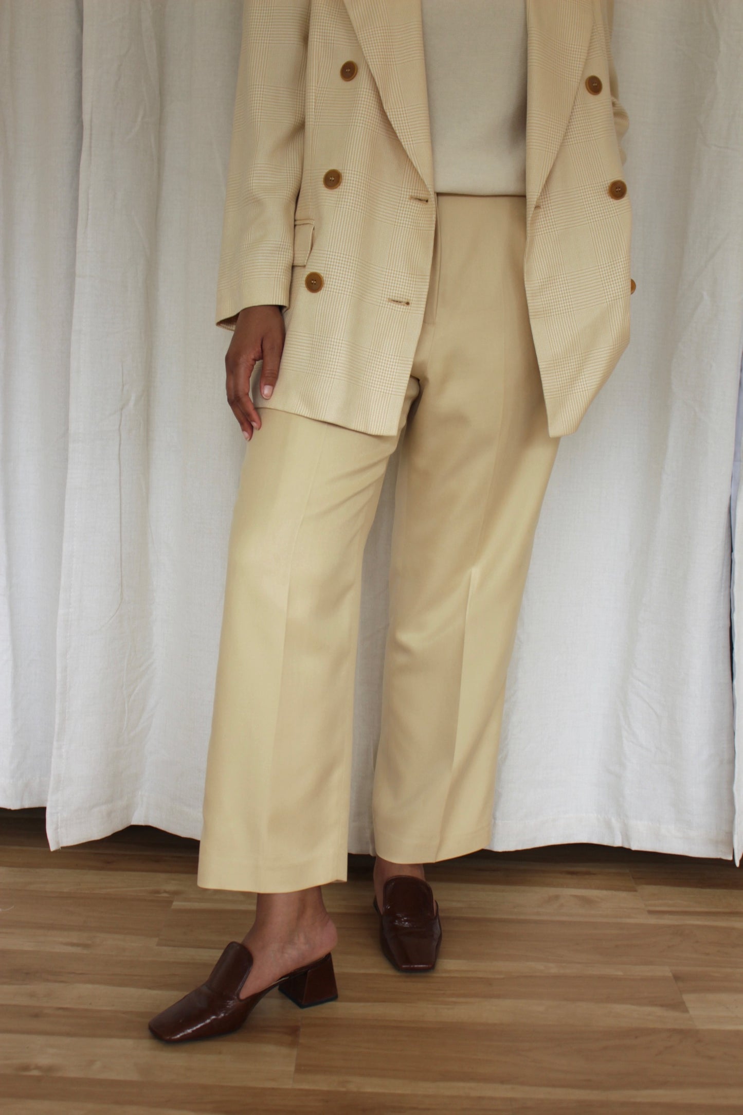 Vintage Butter Twilled Silk Pant