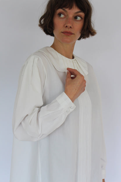 Vintage Eggshell Pleated Collar Blouse