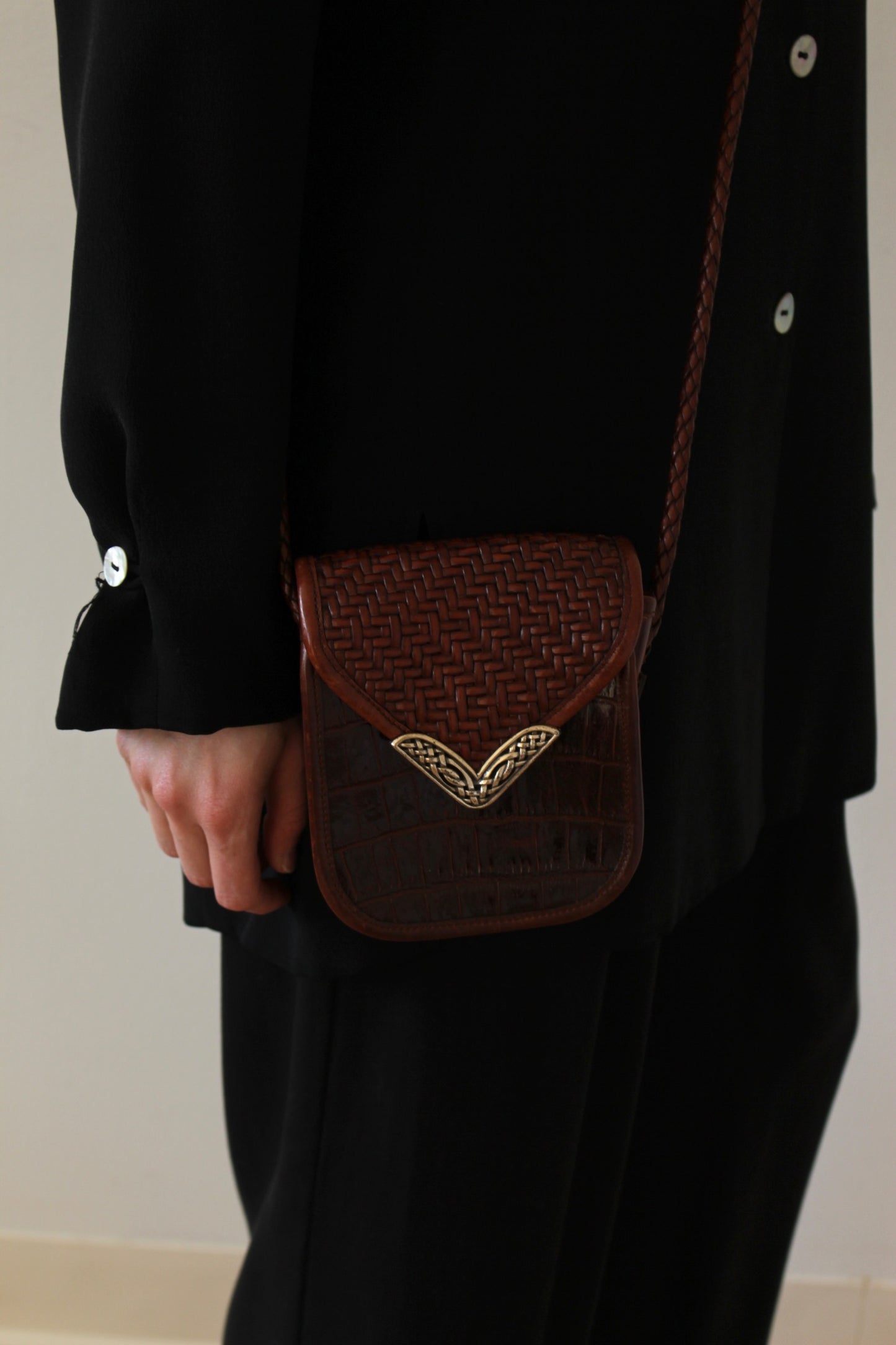 Sweetest Vintage Embossed Leather Crossbody Bag