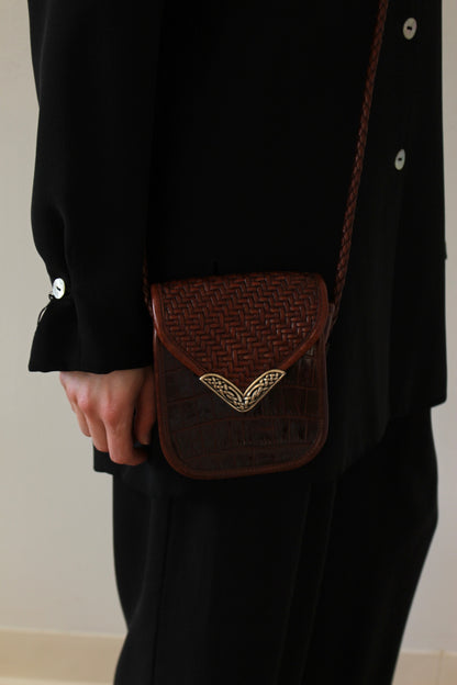 Sweetest Vintage Embossed Leather Crossbody Bag