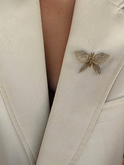 Vintage Two-Toned Sterling Silver Butterfly Brooch