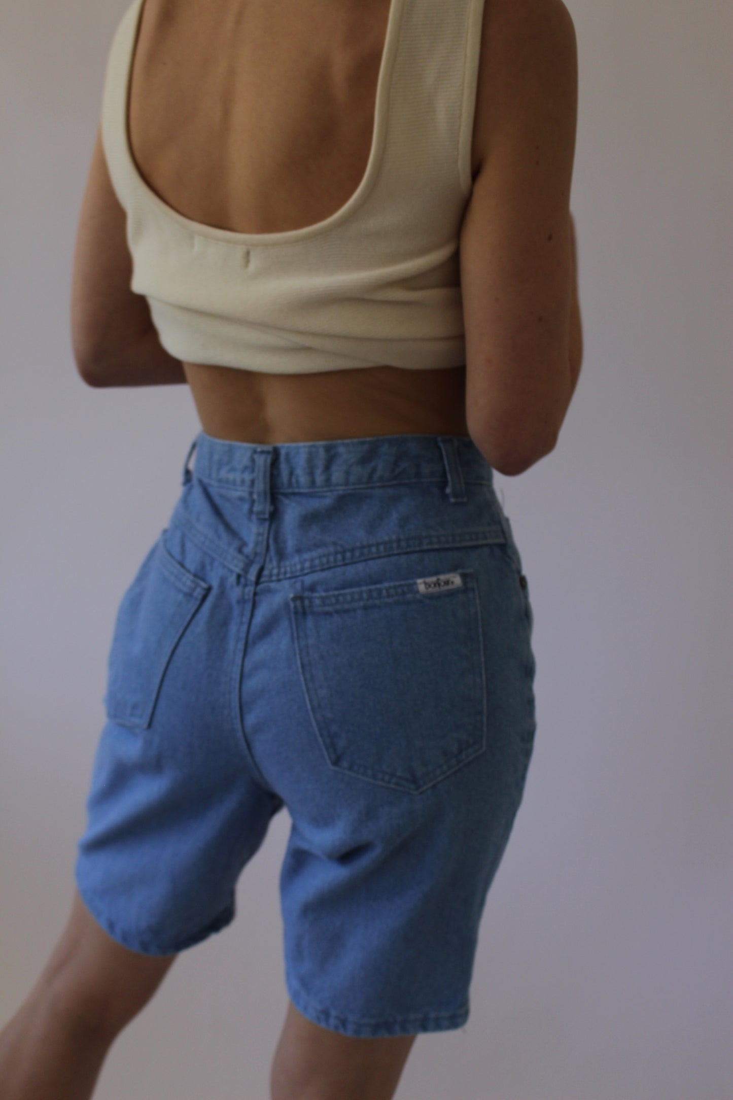 Vintage Button-Fly Blue Denim Shorts