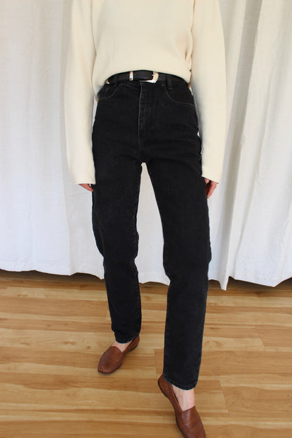 Vintage Jet Black High Waist Denim