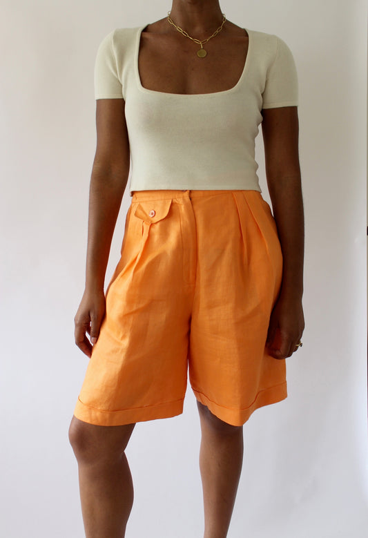 Vintage Tangelo Pleated Shorts