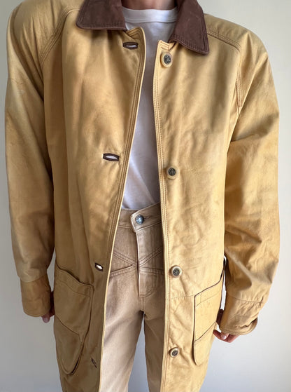 Vintage Sand Leather Chore Jacket