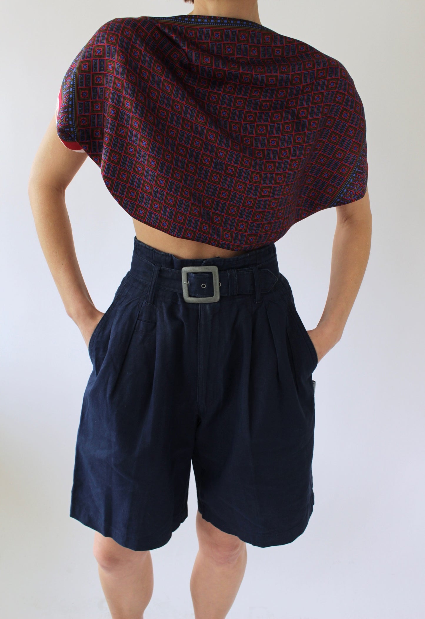 Vintage Belted Pleated Shorts