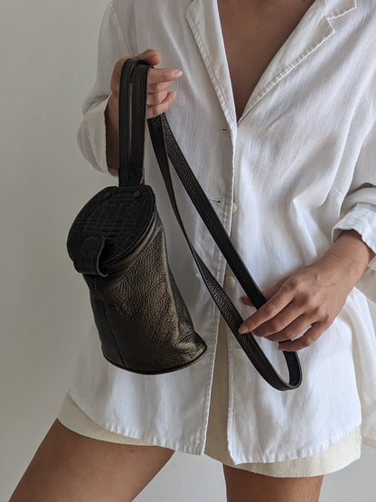 Pebbled Leather Bucket Purse
