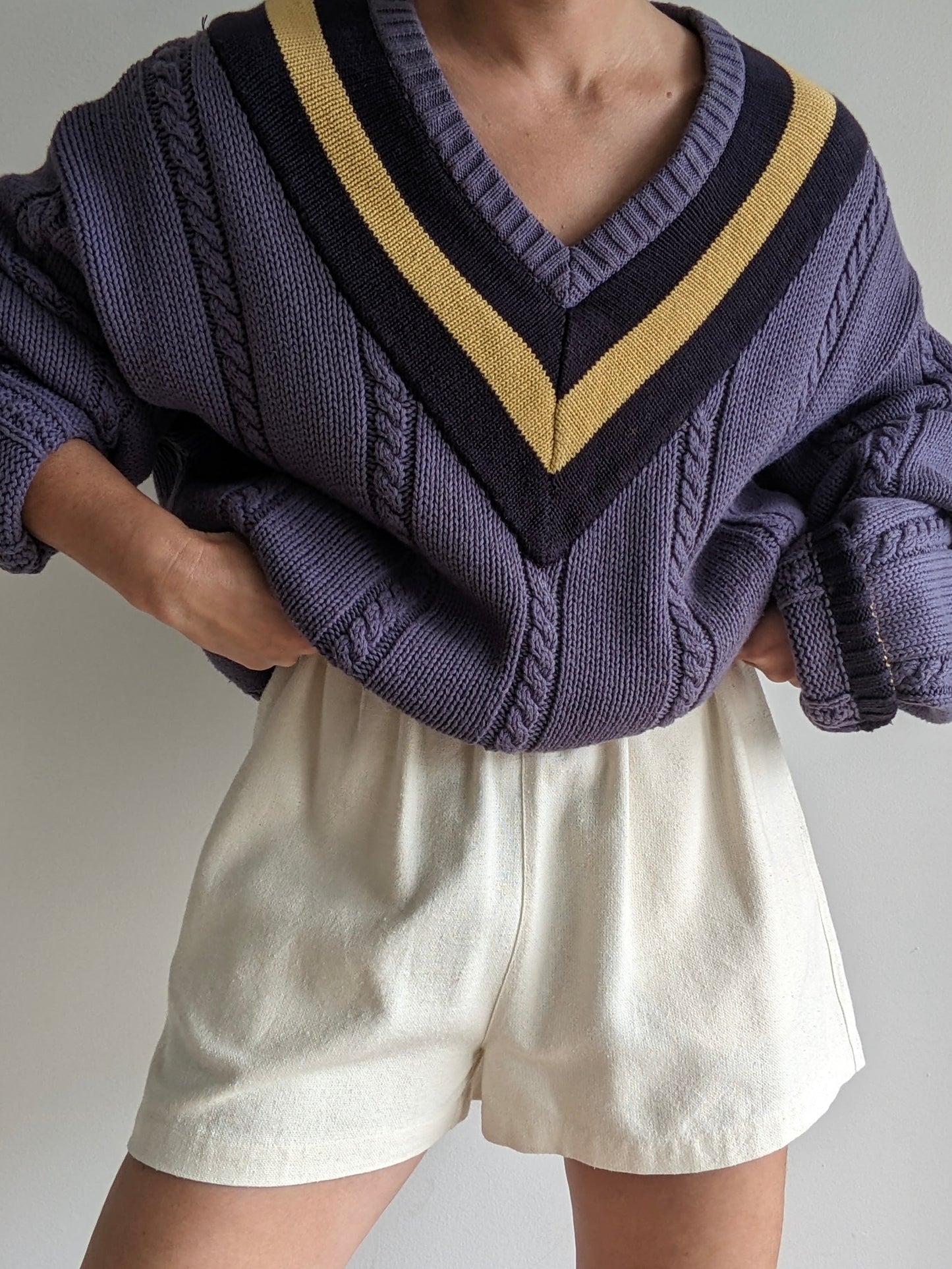 Vintage Collegiate V-Neck Sweater