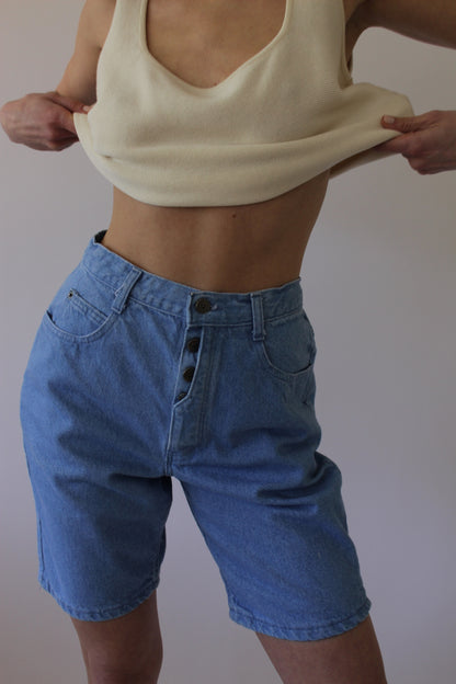 Vintage Button-Fly Blue Denim Shorts