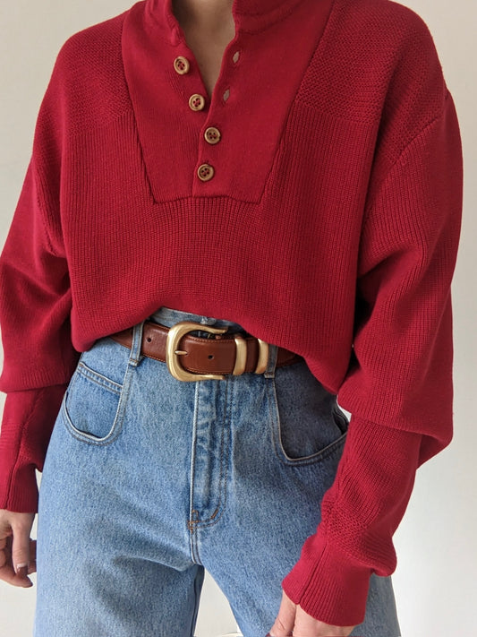 Favorite Vintage Poppy Cotton Henley