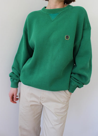 90s Tommy Hilfiger Lime Cotton Sweater