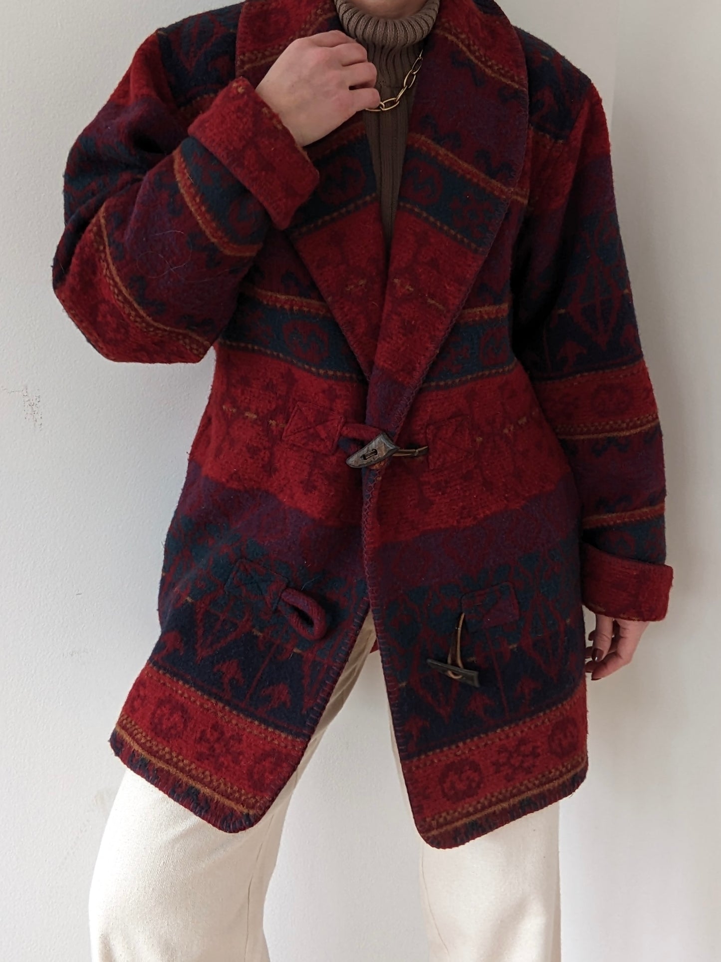 Amazing Vintage Eddie Bauer Patterned Wool Toggle Coat
