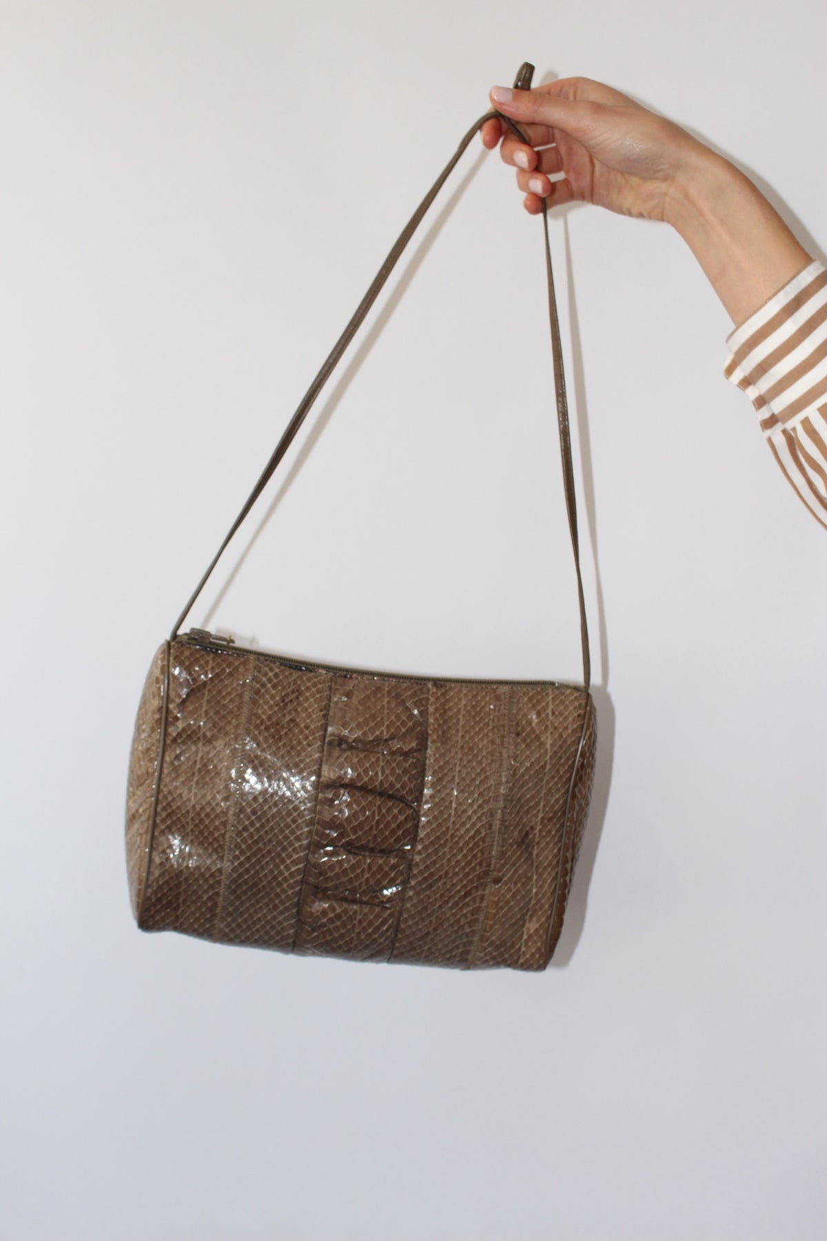 Vintage Taupe Genuine Snakeskin Purse